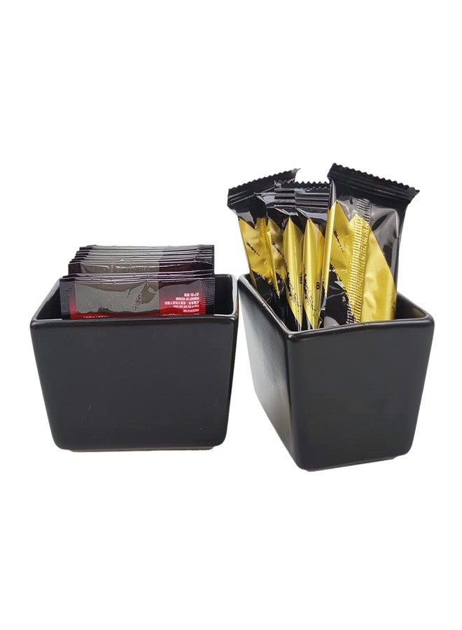 Sizikato Matte Black Porcelain Sugar Packet Holder Tea Bag Bowl, 5 Oz - Image 3